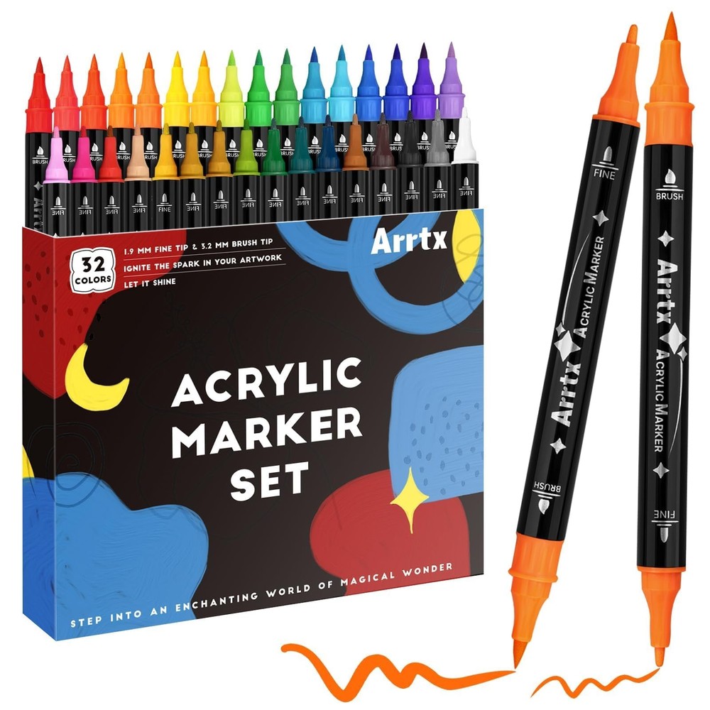 Arrtx Acrylic Pens Paint Markers 32 1 Count (Pack of 32), 32 Anime Colors