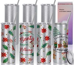 Glitter Sublimation Tumblers 20 Oz Skinny Straight, 8 Pack Sublimation Glitte…