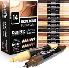 Acrylic Paint Pens 14 Skin Tone Colors Non Toxic Dual Tip for Art Projects