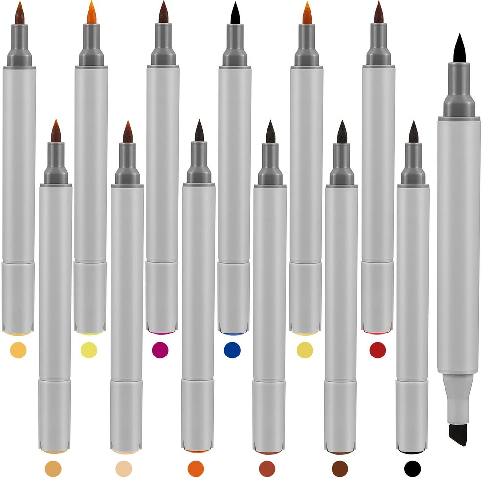 12 PCS Dual Tips Leather Dye Marker Pens Shoe Marker Touch Up Repair Scratches