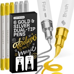 ARTISTRO Gold & Silver Acrylic Paint Pens – 1 Count (Pack of 6), Gold&Silver