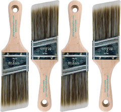 Paint Brushes – 4-Pack – 2″ Angle Stubby Brushes for All Latex and Oil Paints &