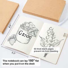 feela 30 Pack Blank Kraft Notebooks, Unlined Sketchbook Note Pad 30