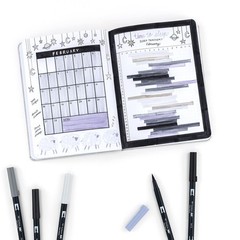 Tombow 56171 Dual Brush Pen Art Markers, Grayscale, 10-Pack. Blendable, Brush