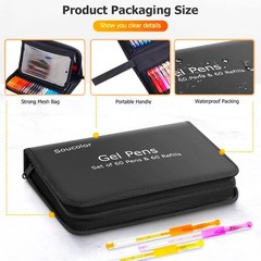 Soucolor Glitter Gel Pens for Adult Coloring Books, 120 Pack-60 Glitter Pens, 60