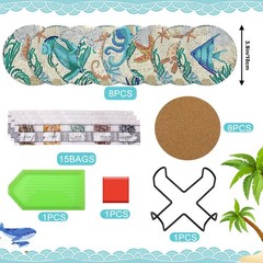 UPINS Ocean Diamond Art 3 inches x 3 x 2 inches, Blue Brown