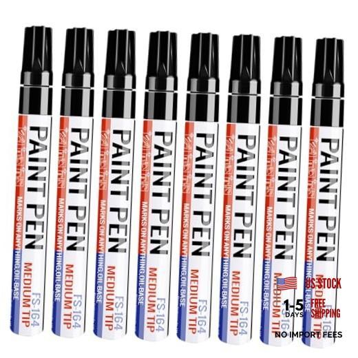 Paint Pens – 8 Pack Permanent Oil-based Paint Markers, Waterproof & 8 Pcs Black