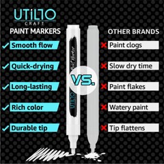 White/Black Acrylic Paint Markers – Medium/Fine Tip – 2/8/16 Qty – Utillo Craft