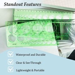 2-Pack Circle Template Geometry Rulers – Durable Drawing Stencils 1-4 inches