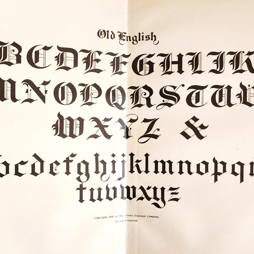 1899 Old English Style Font Victorian Lettering Example Penmanship DWH5A