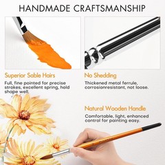 Sable Watercolor Brushes Kolinsky Paint for Artists Yellow