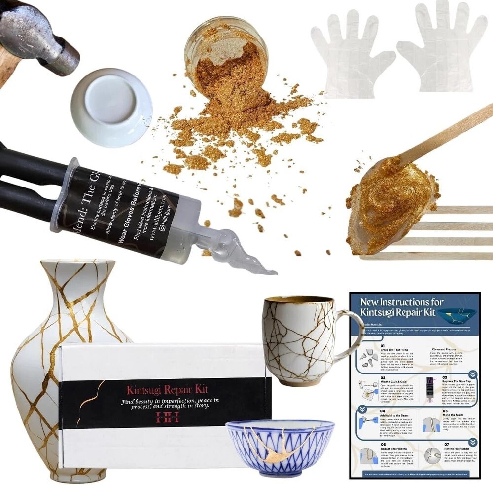 Food Safe Kintsugi Repair Kit, Updated Instuctions for the Complete DIY Set for