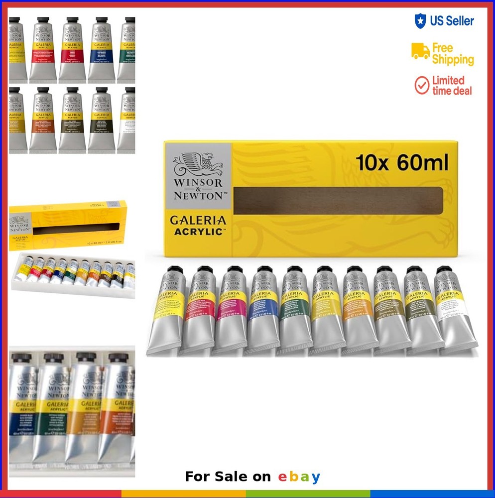 Acrylic Paint Set 10 Tubes 60ml Each Kit for Canvas Paper Wood Board