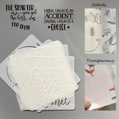 16 Pcs Inspirational Word Stencils, Quote & Phrase 7.87 x inches, white
