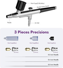 50 PSI Airbrush Kit with Air Compressor, High Pressure Airbrush Kit Non-Clogg…