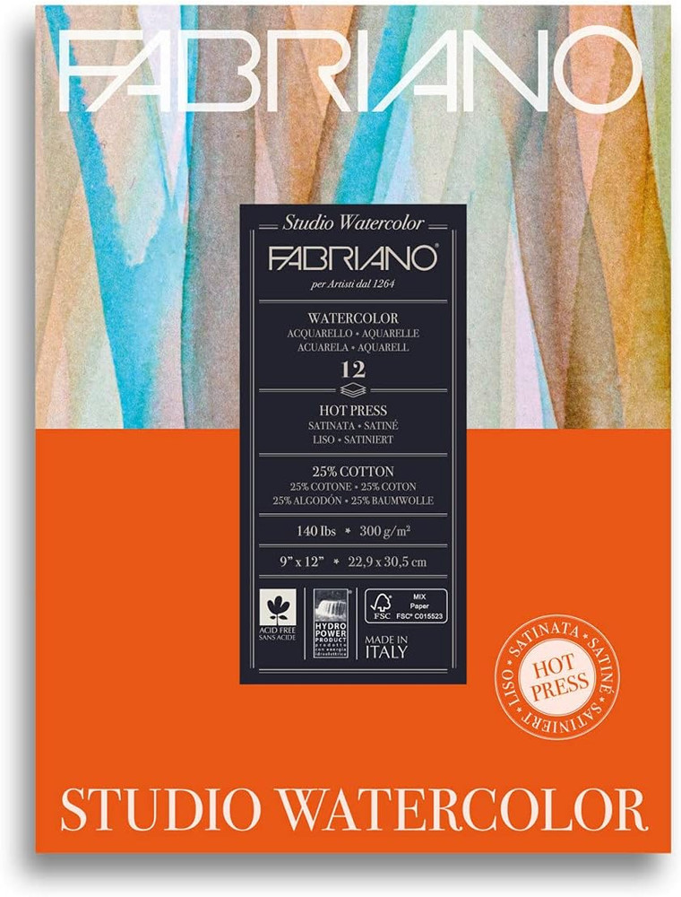 9″ x 12″ Hot Press Watercolor Pad 140 lb 12 Sheets Art Paper Acid Free