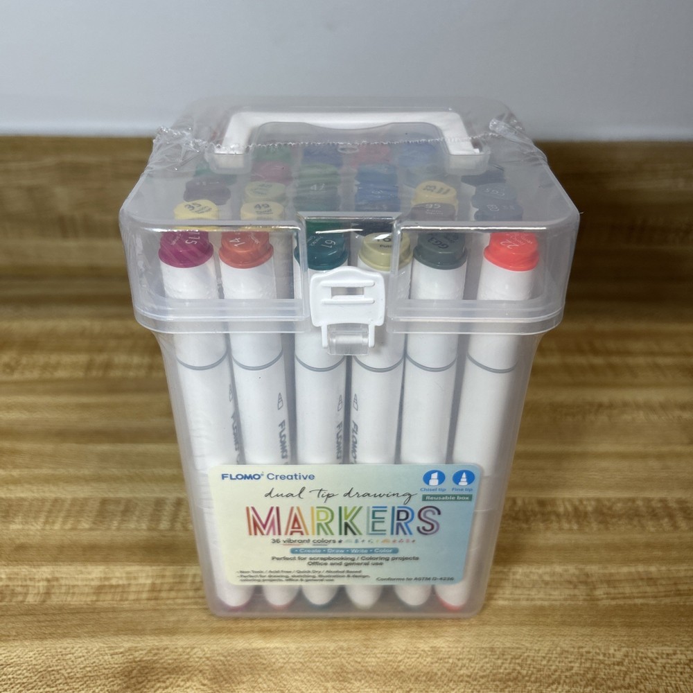 Dual Tip Markers 36 Vibrant Colors Flomo Creative Marker Set Alcohol Based