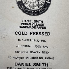 Vtg Daniel Smith Handmade Paper A5 Rag Cold Pressed 7 Sheets Heavily Sized India