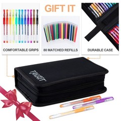 TANMIT Glitter Gel Pens, 160 Pack Glitter Pen with Case for Adults Coloring B…