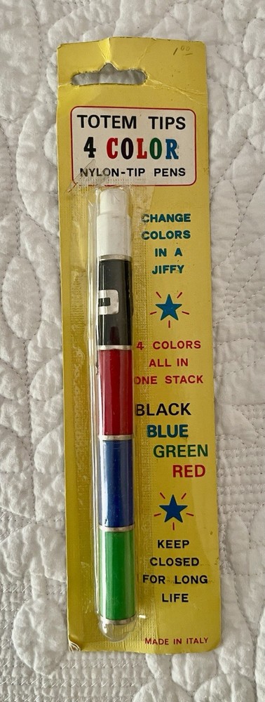 Vintage Nylon-Tip Pens Totem Tips Change 4 Colors In A Jiffy Italy New In Pkg