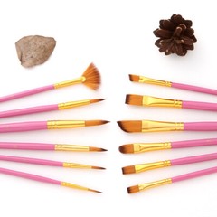 Polished Wood Handle Paint Brush Set 12Pcs for Comfort Gouache, Canvas Painting