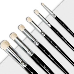 6 PCS Detail Paint Brush Set Copper Ferrule Birch Wood Grip Oil Watercolor