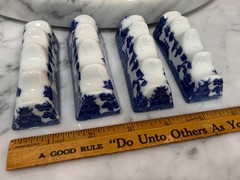 BLUE WILLOW Rare Set of 4 Brush Rests, Pen Holders, Pretty Display or Repurpose