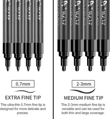Acrylic Black Paint Pens – 8 Pack 2-3MM Medium Tip & 0.7MM Extra Fine Black Perm