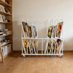 2-tier Art Storage Rack With Wheels Rolling Canvas Organizer Stand For Painting