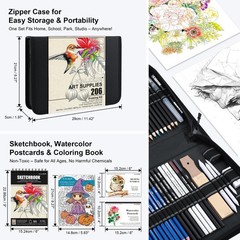 KALOUR 206 Drawing Set Sketching Kit,Art Supplies with 3-color Sketchbook & C…