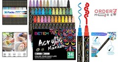 36 Colors Dual Tip Acrylic Paint Pens Markers for Wood, Canvas, DIY Crafts