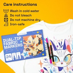 24 Dual-Tip Fabric Markers – Fabric Decorating Kit – Permanent for Clothes – …