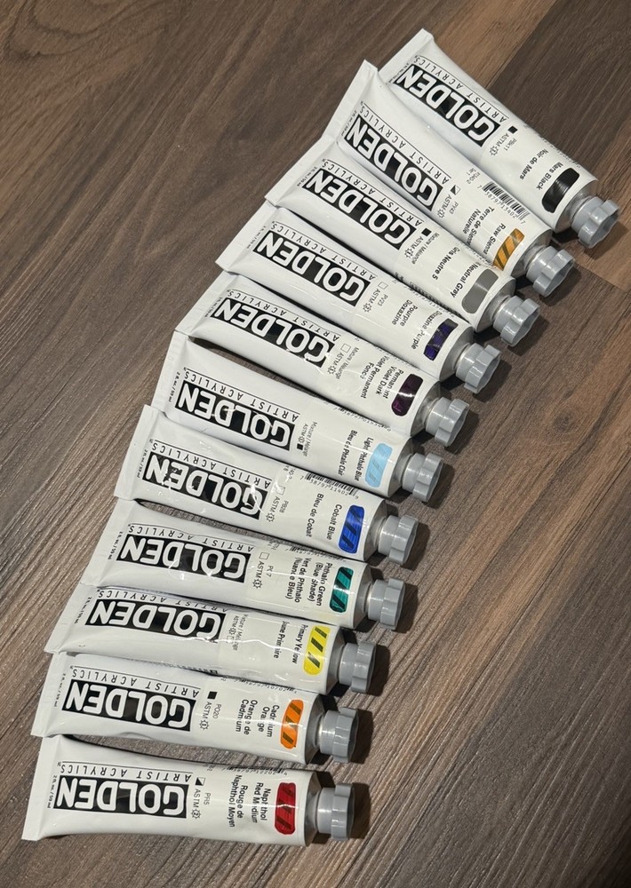 Lot of 11 Tubes – Golden Artist Acrylic Paint – 59 ml 2 oz Variety – New
