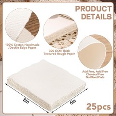 Cotton Watercolor Paper 6×8 Inch 300 GSM Textured Paint Sketch 25 Sheets