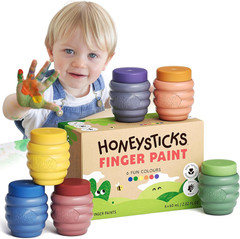 Non Toxic Finger Paint (6 Bright Colors), Washable from Skin, Safe Finger Painti
