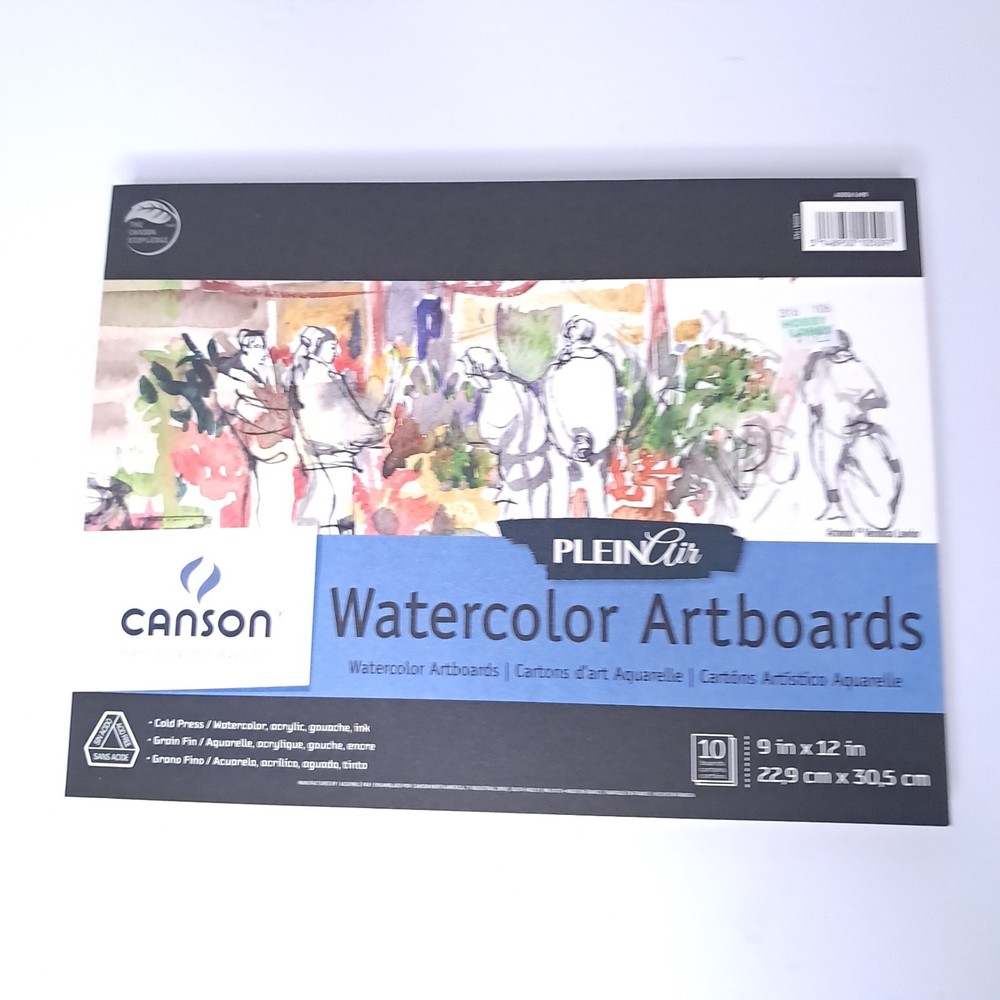 Canson Artist Series Plein Air Watercolor Artboards Cold Press 9″x12″- 10 Boards