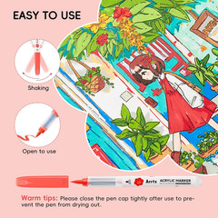 60 Colors Direct Liquid Acrylic Marker, Brush Tip Coloring Drawing Cartoon Anim