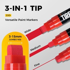 SELEAD Jumbo Tire Marker White Red – 4 Pack 15mm Wide Tip Paint Pens for Car …