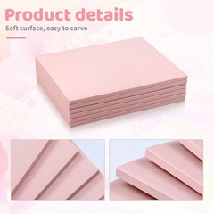 Rubber Stamp Carving Blocks Soft Linoleum Brick Craft Project Pink 8×6 Inch 6PCS
