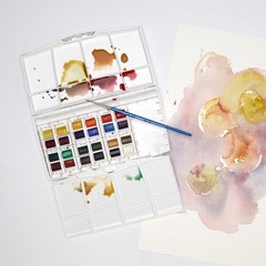 Winsor & Newton Cotman Watercolor Semi-Gloss Paint TRAVEL Set ~ 24 Half Pans