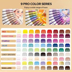 NEW 9pcs Acrylic Brush Markers Set Pro Colors with Auto Ink Control for Art DIY