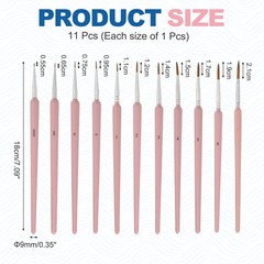 11 Pcs Detail Paint Brushes 5.5mm-21mm Tip (00000/000/00/0/1/2/3/4/5/6/7), Pink