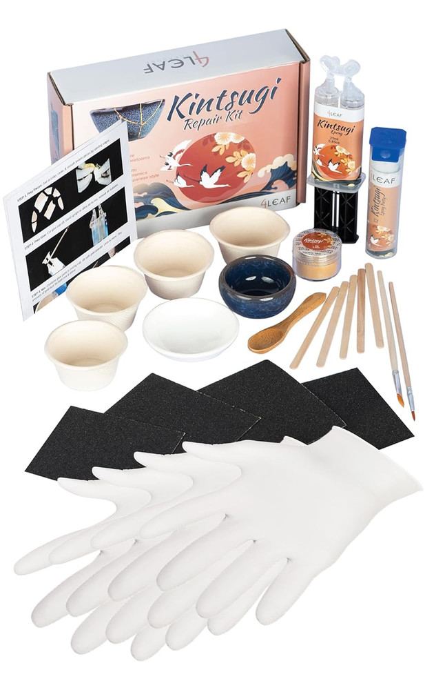 Kintsugi Repair Kit for Ceramics, Kintsugi Japanese Pottery Repair Kit W/Practic