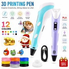 3D Printing Pen Set 3D Drawing Pen with Led Display 12 Color Filament Kid Gift