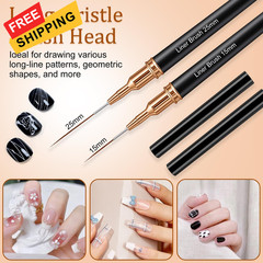 7PCS Metallic Nail Art Brushes Set, 7/9/11/15/25mm Liner Brush For Black