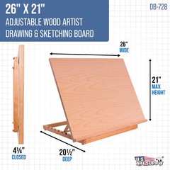 Extra Large Adjustable Wood Artist Drawing & Sketching Board