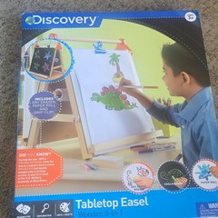 Discovery Tabletop Wooden 3-in-1 Easel w/ Paper Roll Dry Erase Chalkboard Kit