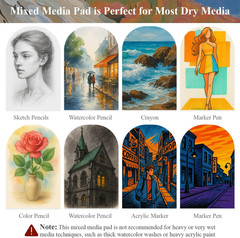 Mixed Media Sketchbook 9″ x 12″ – Multimedia Sketchbook Hardcover, Spiral Bou…