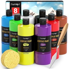 500 Ml Acrylic Paint Set 8 Colors (16.9 Oz), Large Bottles Non Toxic Acrylic Pai