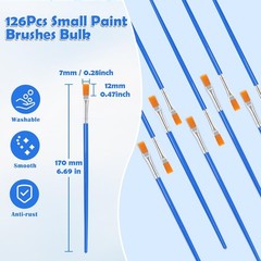 126 Pcs Flat Paint Brushes for Acrylic Painting, Small Small, Blue